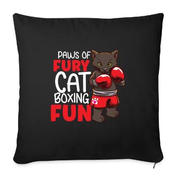 Katze Boxen Boxring Boxerhandschuhe Boxkämpfer - Sofakissenbezug 45 x 45 cm - Schwarz - Vorne