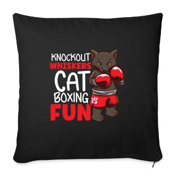 Katze Boxen Boxring Boxerhandschuhe Boxkämpfer - Sofakissenbezug 45 x 45 cm - Schwarz - Vorne