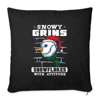 Funny Snowman Season Winter Christmas Snowman Joy - Sofa pillowcase 17,3'' x 17,3'' (45 x 45 cm) - black - Front