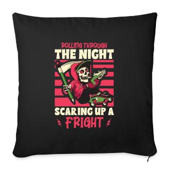 Patinage effrayant Skeleton Skater Halloween Horreur - Housse de coussin décorative 45 x 45 cm - noir - Devant