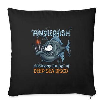 Pêche à la lotte sous l’eau en haute mer - Housse de coussin décorative 45 x 45 cm - noir - Devant