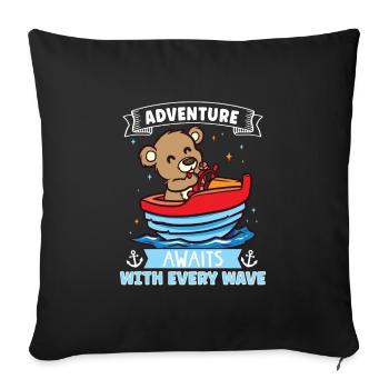 Bateau papa Capitaine Pontoon Sailor Croisière - Housse de coussin décorative 45 x 45 cm - noir - Devant