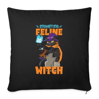Chat Sorcière Occulte Gothique Noir Satanique - Housse de coussin décorative 45 x 45 cm - noir - Devant
