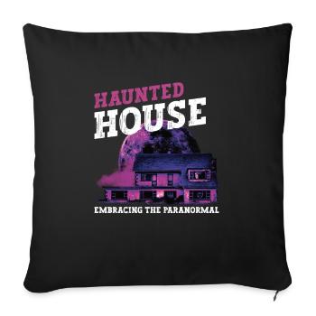 Horror Paranormal Haunted House Creepy Halloween - Sofa pillowcase 17,3'' x 17,3'' (45 x 45 cm) - black - Front