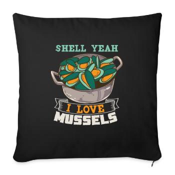 Mussels Seafood Shellfish - Sofa pillowcase 17,3'' x 17,3'' (45 x 45 cm) - black - Front