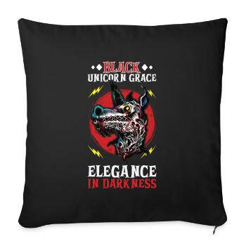 Licorne noire Licorne d’horreur Licorne de minuit - Housse de coussin décorative 45 x 45 cm - noir - Devant
