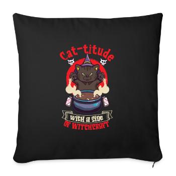 Chat Sorcière Occulte Gothique Noir Satanique - Housse de coussin décorative 45 x 45 cm - noir - Devant