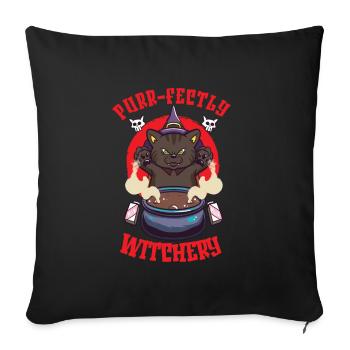 Chat Sorcière Occulte Gothique Noir Satanique - Housse de coussin décorative 45 x 45 cm - noir - Devant