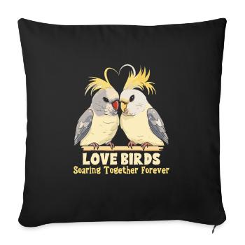 Valentinstag Turteltauben Vogelmotiv Romantisch - Sofakissenbezug 45 x 45 cm - Schwarz - Vorne