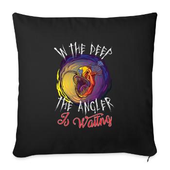 Monkfish Deep Sea Creature Abyssal Horror Bio - Sofa pillowcase 17,3'' x 17,3'' (45 x 45 cm) - black - Front