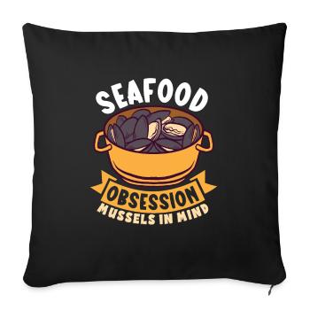 Mussels Seafood Shellfish - Sofa pillowcase 17,3'' x 17,3'' (45 x 45 cm) - black - Front