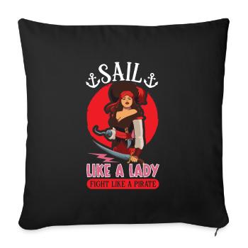 Piraten-piratenschiff-frau Piratenkapitän - Sofakissenbezug 45 x 45 cm - Schwarz - Vorne
