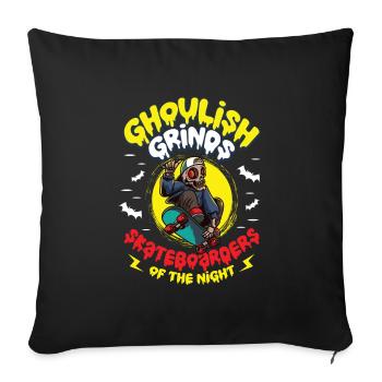 Horror Skateboarder Halloween Skateboard Cadeau - Housse de coussin décorative 45 x 45 cm - noir - Devant