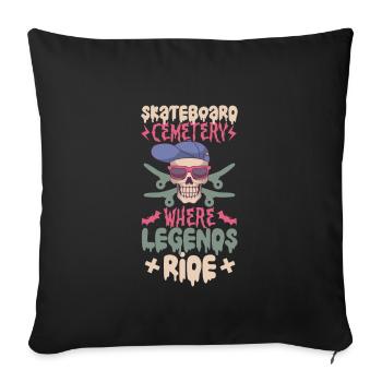 Horror Skateboarder Halloween Skateboard Cadeau - Housse de coussin décorative 45 x 45 cm - noir - Devant