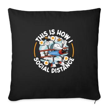 Pilot Aviation Airplane Airline Future Pilots - Sofa pillowcase 17,3'' x 17,3'' (45 x 45 cm) - black - Front