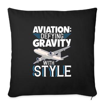 Pilot Aviation Airplane Airline Future Pilots - Sofa pillowcase 17,3'' x 17,3'' (45 x 45 cm) - black - Front