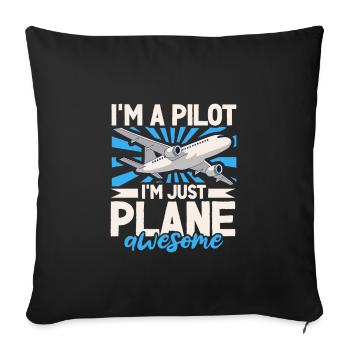 Pilot Aviation Airplane Airline Future Pilots - Sofa pillowcase 17,3'' x 17,3'' (45 x 45 cm) - black - Front