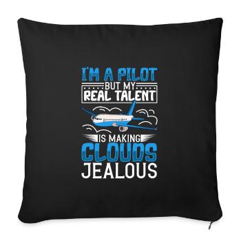 Pilot Aviation Airplane Airline Future Pilots - Sofa pillowcase 17,3'' x 17,3'' (45 x 45 cm) - black - Front