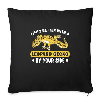 Funny leopard gecko owner, reptile humor, - Sofa pillowcase 17,3'' x 17,3'' (45 x 45 cm) - black - Front