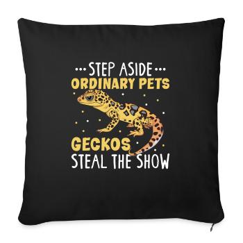 Funny leopard gecko owner, reptile humor, - Sofa pillowcase 17,3'' x 17,3'' (45 x 45 cm) - black - Front