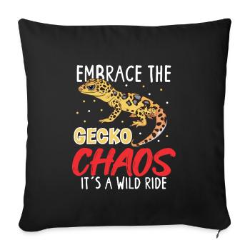 Funny leopard gecko owner, reptile humor, - Sofa pillowcase 17,3'' x 17,3'' (45 x 45 cm) - black - Front