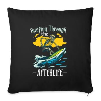 Funny Surfer, The Skeleton Beach Stoke Surf - Sofa pillowcase 17,3'' x 17,3'' (45 x 45 cm) - black - Front