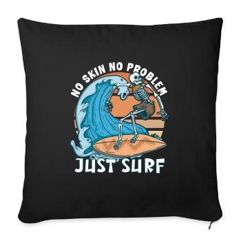 Funny Surfer, The Skeleton Beach Stoke Surf - Sofa pillowcase 17,3'' x 17,3'' (45 x 45 cm) - black - Front