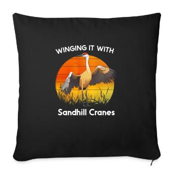 Sandhill Crane Lovers Bird Watching - Sofa pillowcase 17,3'' x 17,3'' (45 x 45 cm) - black - Front