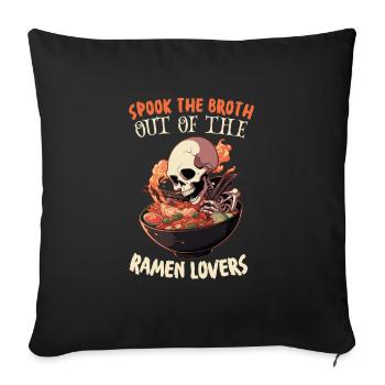 Horreur Ramen Halloween Ramen Nouilles effrayantes - Housse de coussin décorative 45 x 45 cm - noir - Devant