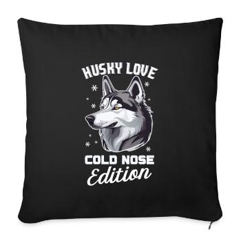Chien de traîneau Huskie Alaska Sports d’hiver - Housse de coussin décorative 45 x 45 cm - noir - Devant