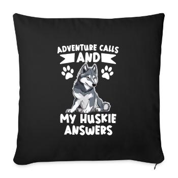 Chien de traîneau Huskie Alaska Sports d’hiver - Housse de coussin décorative 45 x 45 cm - noir - Devant