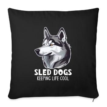 Chien de traîneau Huskie Alaska Sports d’hiver - Housse de coussin décorative 45 x 45 cm - noir - Devant