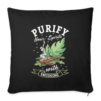 Smudge Sage Feather Spiritual Witchcraft Meditate - Sofa pillowcase 17,3'' x 17,3'' (45 x 45 cm) - black - Front