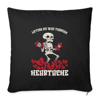 Gymnase de dynamophilie anti-Saint-Valentin avec cassé - Housse de coussin décorative 45 x 45 cm - noir - Devant
