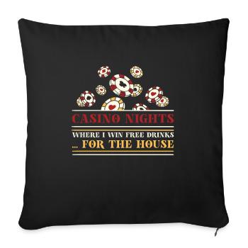Poker Casino Poker Player Gambling Roulette - Sofa pillowcase 17,3'' x 17,3'' (45 x 45 cm) - black - Front