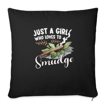 Smudge Sage Feather Spiritual Witchcraft Meditate - Sofa pillowcase 17,3'' x 17,3'' (45 x 45 cm) - black - Front