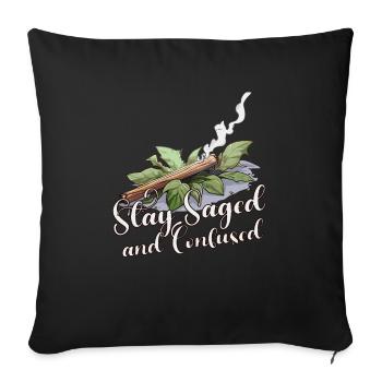 Smudge Sage Feather Spiritual Witchcraft Meditate - Sofa pillowcase 17,3'' x 17,3'' (45 x 45 cm) - black - Front