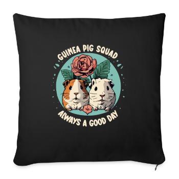 Cochon d’Inde amant pomme de terre à fourrure - Housse de coussin décorative 45 x 45 cm - noir - Devant