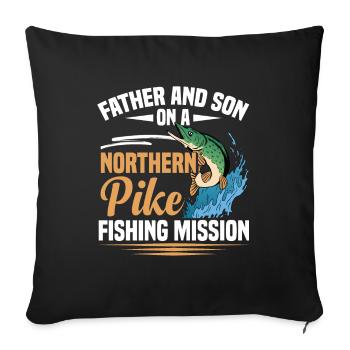 Northern Pike Fisherman Pike Fishing Rod Pike Fish - Sofa pillowcase 17,3'' x 17,3'' (45 x 45 cm) - black - Front