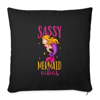 Sirène Reine, Mer, Royal, Océan, Monarque - Housse de coussin décorative 45 x 45 cm - noir - Devant