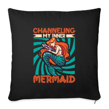 Sirène Reine, Mer, Royal, Océan, Monarque - Housse de coussin décorative 45 x 45 cm - noir - Devant