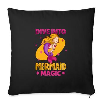 Sirène Reine, Mer, Royal, Océan, Monarque - Housse de coussin décorative 45 x 45 cm - noir - Devant