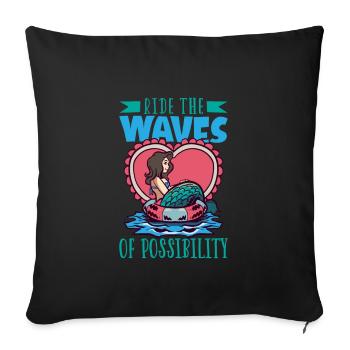 Sirène Reine, Mer, Royal, Océan, Monarque - Housse de coussin décorative 45 x 45 cm - noir - Devant