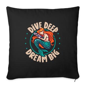 Sirène Reine, Mer, Royal, Océan, Monarque - Housse de coussin décorative 45 x 45 cm - noir - Devant