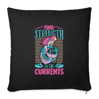 Sirène Reine, Mer, Royal, Océan, Monarque - Housse de coussin décorative 45 x 45 cm - noir - Devant