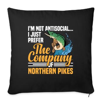 Northern Pike Fisherman Pike Fishing Rod Pike Fish - Sofa pillowcase 17,3'' x 17,3'' (45 x 45 cm) - black - Front