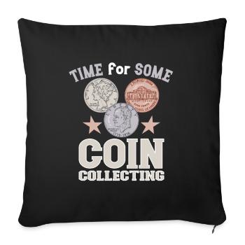 Collection de pièces de monnaie amusante pour les collectionneurs de pièces de monnaie et - Housse de coussin décorative 45 x 45 cm - noir - Devant