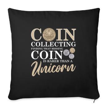 Collection de pièces de monnaie amusante pour les collectionneurs de pièces de monnaie et - Housse de coussin décorative 45 x 45 cm - noir - Devant