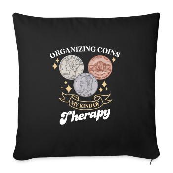 Collection de pièces de monnaie amusante pour les collectionneurs de pièces de monnaie et - Housse de coussin décorative 45 x 45 cm - noir - Devant