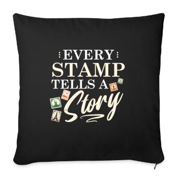 Philately Philatelist Stamp Collecting - Sofa pillowcase 17,3'' x 17,3'' (45 x 45 cm) - black - Front